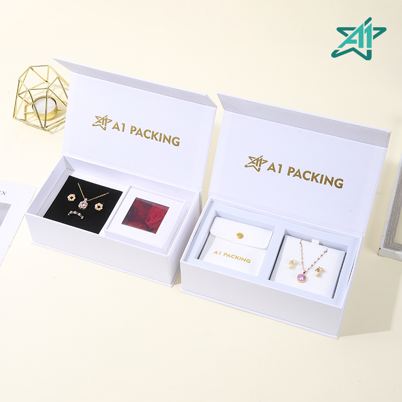 2024JB576- Custom Size Premium Cardboard Jewelry Storage Box Magnetic Jewelry Gift Box Set Necklace Ring Earring Box Jewelry Packaging