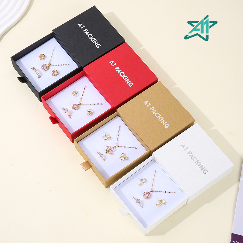 2024JB575-  Drawer Paper Cardboard Drawer Jewelry Box Necklace Pendant Earring Ring Packing Box Jewelry Packaging With Logo 