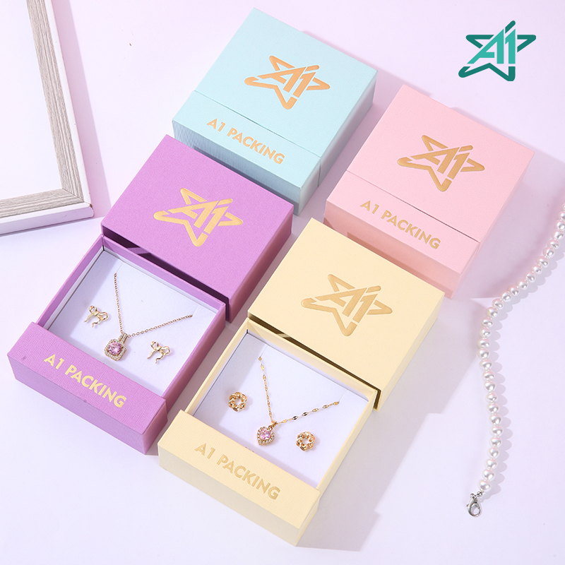 2024JB572-  Eco Friendly Custom Logo Recyclable Cardboard Jewelry Gift Box Packing Necklace Bracelet Rings Drawer Paper Jewelry Box