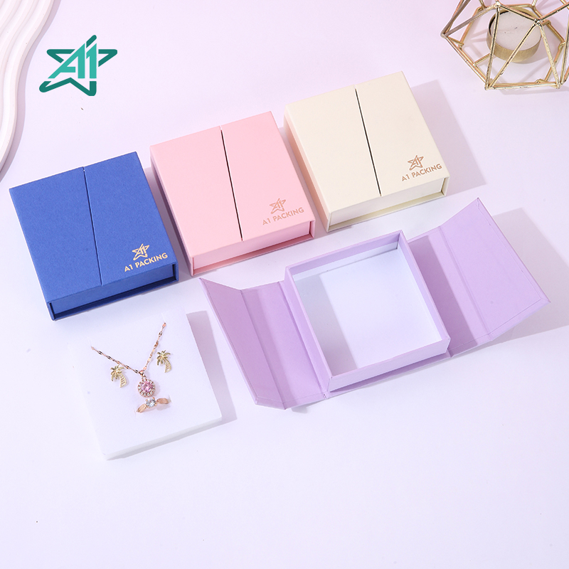 2024JB571-  Custom Logo Paper Magnet Double Open Door Jewelry Box Personalized Luxury Necklace Earring Ring Gift Box Jewelry Storage Box